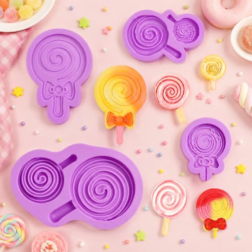 Infovox 4 Pack Bow-Shaped Lollipop Molds Silicone, Chocolate Lollipop Molds