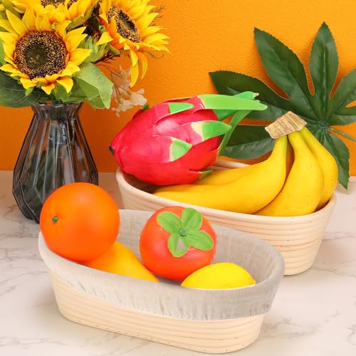 Gejoy 12 Set Oval Bread Proofing Baskets Banneton with Liner,10 Inch - size: 10 Inch