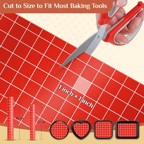 GTJ Silicone Baking Mat Roll, Reusable Baking Sheet Liners, 16 in x 10 ft - color: Red + White Line, size: 120"L x 16"W