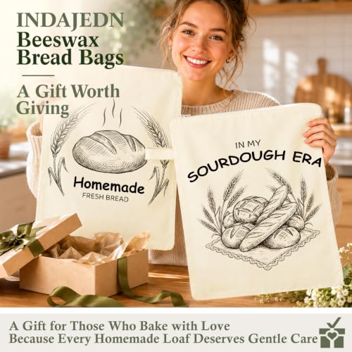 Sourdough Baking Lover Gifts Beeswax Bread Bags 2 Pack XL 13x17in - color: In My Sourdough Era 03