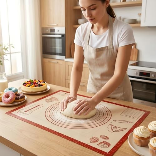 Non-slip Silicone Pastry Baking Mat 28''x 20'' Extra Large for Pastry Bread - size: 28"L x 20"W