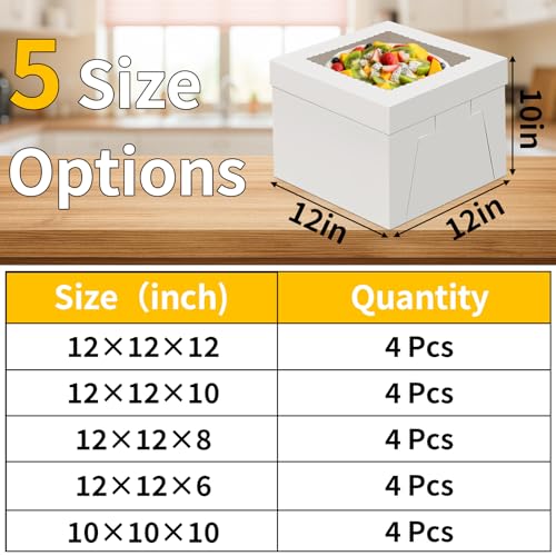WINKIO Cake Boxes 12 inch, Cake Carrier Holder, Storage Transport Container - size: 12×12×10
