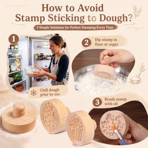 3 Set Fall Cookie Stamps, 2.5" Springerle Molds for Baking - style: Fall