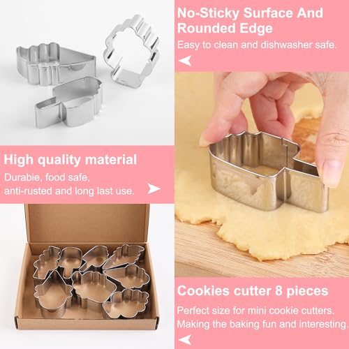 Ice Cream Cookie Cutters 8-Pc. Set, Ice Cream Cutters Stainless Steel Fondant Cutters, Popsicle, Hard and Soft Serve Ice Cream Cone (Cartoon Cookie Cutters Set) - color: Ice Cream Sets