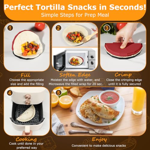 Tortilla Sealer Crimper Maker - for 10"+8"+6"+4" Flour Tortillas - color: Black Red