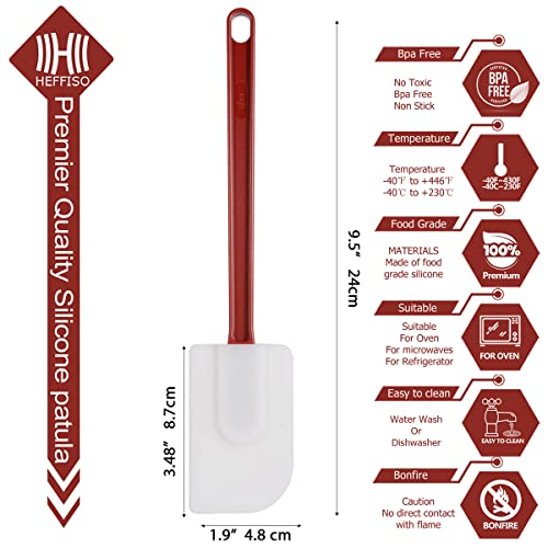3 PCS Commercial Grade Heat Resistant Silicone Spatulas, 9.5-Inch Rubber Spatulas for Baking, Nonstick & BPA-Free - size: 3 Scrapers (9.5 Inches)