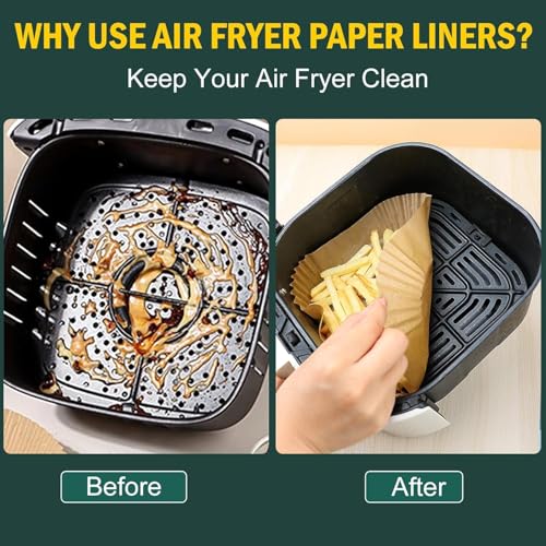 Air Fryer Disposable Paper Liners Square, Non-Stick Parchment, AirFryer Accessories for Baking Microwave Oven Frying Pan, Oil Proof, Water Proof (125PCS, 6.3inch) - size: Square-6.3''(2-5QT)