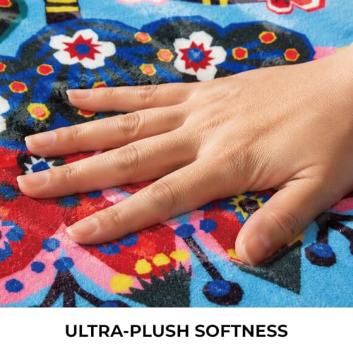 Lotus Area Rug 4x6 Washable Accent Rug - color: Blue Flower, size: 4' x 6' (Rectangular)