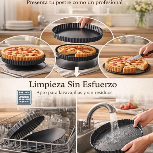 Round Tart Pan, Removable Bottom Non Stick Tart Pan Large Fluted Tart Pans for Baking, Quiche Pan(13-inch)