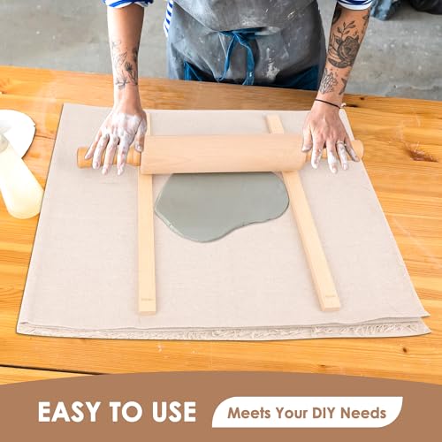 12P Pottery Tools-Slab Roller for Clay Pottery Ceramic Rolling Pin Guides