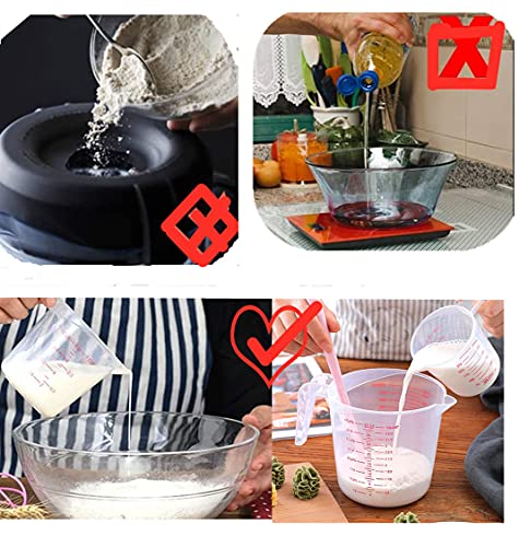 MIZORLIE Plastic Measuring Cup Sets, 250ml, 500ml &1000ml (3PCS）