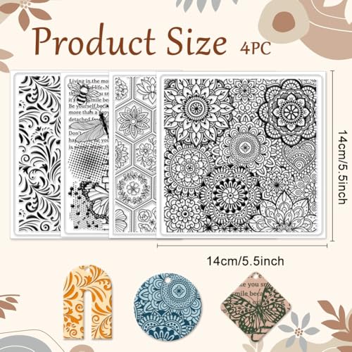 CHGCRAFT 4Pcs 4 Styles Retro Vine Polymer Clay Texture Sheets, 5.5x5.5inch - style: Retro Vine