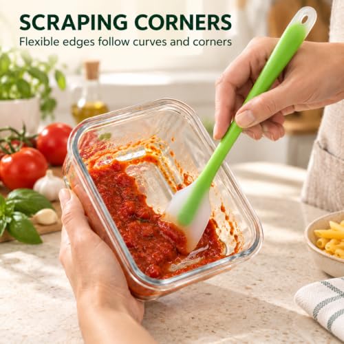 HiramWare Silicone Spatula Set of 4, Heat Resistant, Food Grade - size: 4 Small(Blue, Green, Orange, Red)