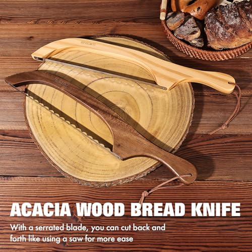 RAPSAKEMOH Bread Knife for Homemade Bread,Bread slicer for Homemade Bread - color: Brown