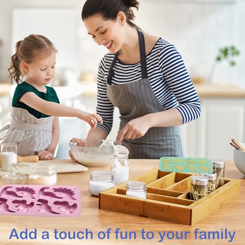 3Pcs Silicone Dinosaur Molds - Animal Silicone Muffin Tins - Chicken Nugget, Popsicle & Chocolate Candy Maker -Non-Stick, Suitable for Snacks, Parties, and Creative Cooking Dinosaur Molds（3 Colors） - color: Pink, green, purple