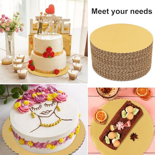 55 Pack 12 Inch Gold Cake Boards, Rounds Cake Cardboard, Flower Edge Cake Base, Disposable Round Cake Board for Wedding, Party, Anniversaries, Birthday Decor - size: 55 Pack 12 Inch Gold Rounds