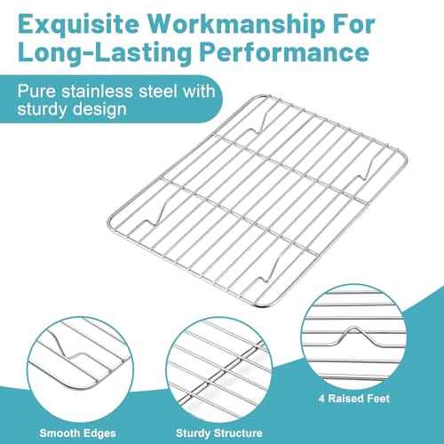 TeamFar Cooling Rack, 8.75” x 6.25” Stainless Steel Wire Baking Rack, 2PCS - size: 8.75"*6.25"