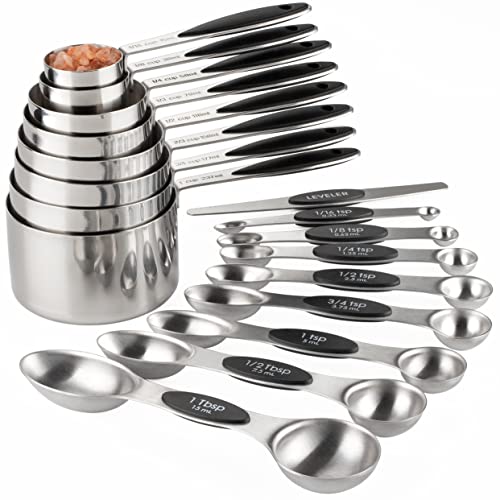 Measuring Cups and Spoons Set of 17 Double Sided Magnetic Measuring Spoons - color: black T