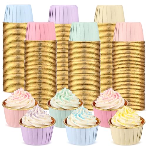 Geiserailie 100 Pcs Pastel Cupcake Liners Pastel Cupcake Foil Wrappers - color: Pastel Color, style: Classic