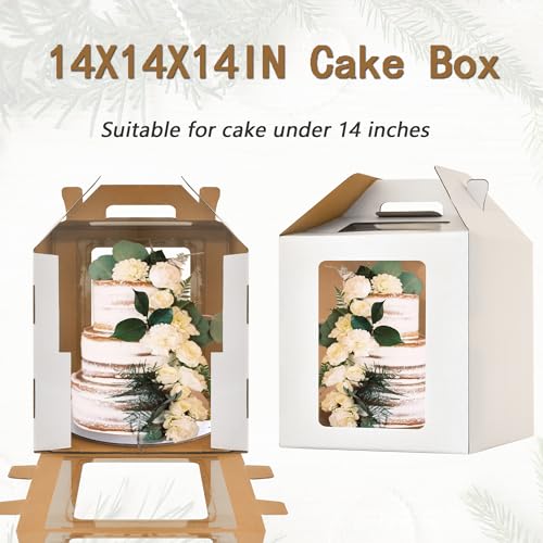 14x14x14 Inch Tall Cake Boxes for Tier Cakes,Large Tiered Cake Box,2Pack - color: white-14x14x14in-2p