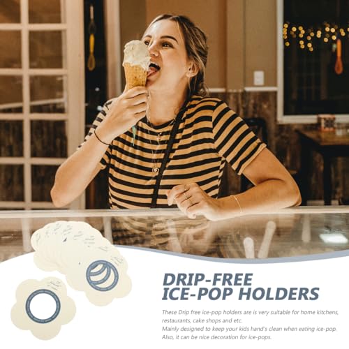200pcs Drip-proof Ice-Pop Holder Paper for Boys and Girls Simple Drip-Free Ice Pop Paper Catcher for Ice Cream Cones and Party Buffet Displays