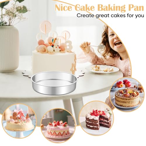 TeamFar 9 Inch Cake Pan Set of 2, Stainless Steel Round Cake Baking Pan - size: 9 Inch