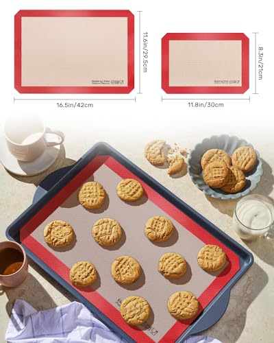 Silicone Baking Mat, Non-Stick Platinum Silicone Baking Sheet, 5 Pcs Red - color: Red