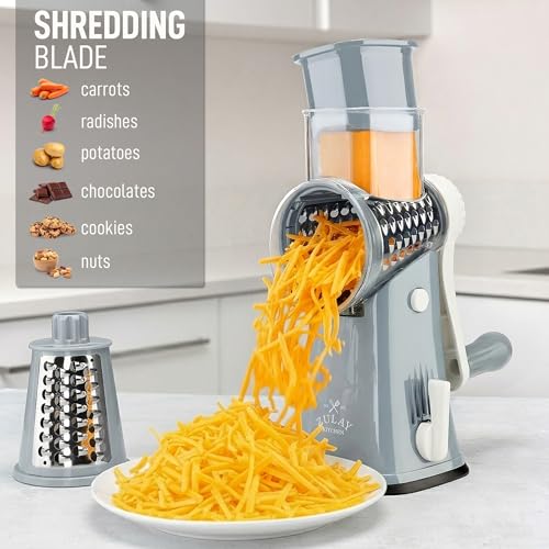 Rotary Cheese Grater Hand Crank, Vegetable Shredder - Gray & White - color: 05 - White and Gray