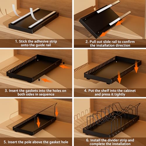 Black 2 Pack Pot Lid Organizer, Pull Out Cabinet Rack, 8 Dividers - color: Black, size: 8 Dividers-2 PACK-Hands