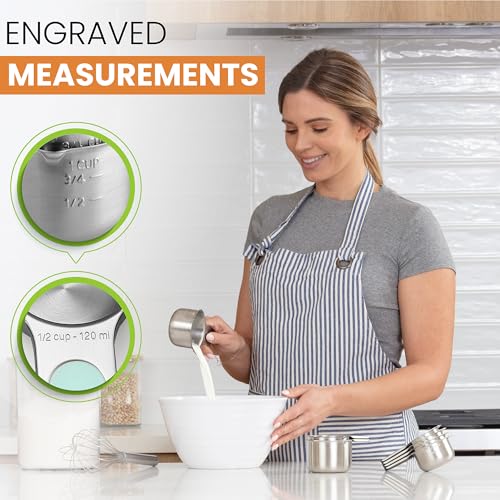 Spring Chef Magnetic Stainless Steel Measuring Cups Set of 7 Patented, Mint - color: Mint