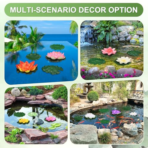 M METERXITY 1-Set Artificial Floating Lotus Flower 7 inch, Dark Red - color: Dark Red, size: 6.7 Inch