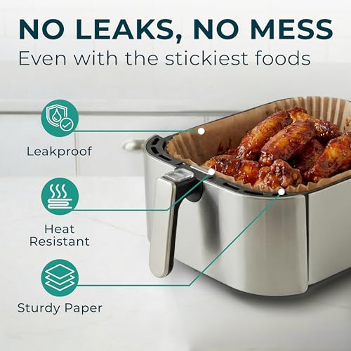 Air Fryer Liners Disposable Large 8.7” Rectangle for 8-12 QT Basket 128 Pcs - size: 9 inch - Rectangle