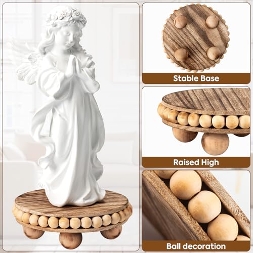 HouseJoy 2pcs Wood Risers for Display, Round Stand for Distressed Decor