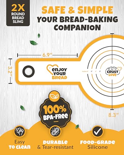 CRUSTLOVE 2-Pack Silicone Bread Slings for Safe Lifting from Dutch Ovens