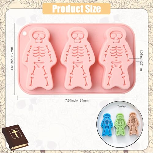 Airssory 2 Pcs Skeleton Molds Skull Silicone Mold, Pink, 19.4x11.7x2.7cm, for Baking, Candy Making, Chocolate, Soap Crafting, DIY Dessert Decor - color: Skeleton Molds Skull Molds