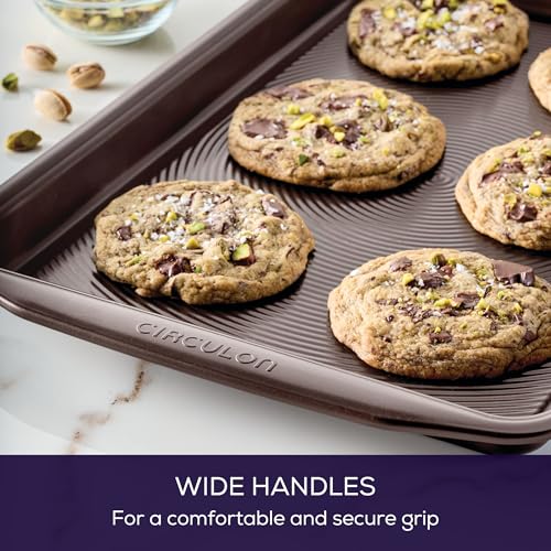 Circulon Nonstick Bakeware, Nonstick Cookie Sheet/Baking Sheet, Chocolate Brown, 10" x 15" (Pack of 6) - color: Chocolate, size: 10" x 15" (Pack of 6)