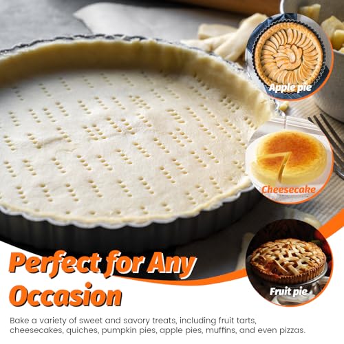 2 Pack Tart Pan 9 Inch with Removable Bottom, Non-Stick Carbon Steel Pie Pan, Quiche Baking Dish Mold for Cake Cookie, 9 Inch - color: 9 Inch