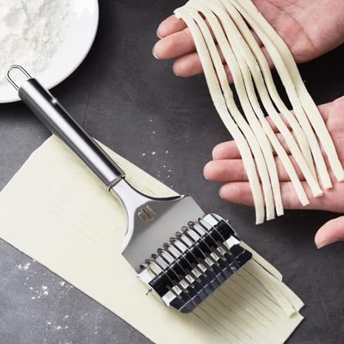 2PCS Noodle Cutter,Pasta Roller Tool for Homemade Noodles,Stainless Steel Noodle Maker for Kitchen Cooking Tools (Stainless steel)