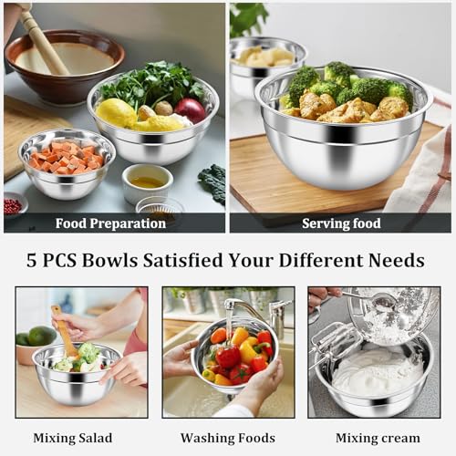 P&P CHEF Metal Mixing Bowls with Lids Set, Visible Airtight Lids & Black - color: Black, style: Visible Airtight Lids