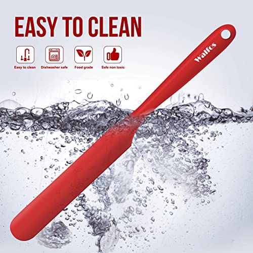 Walfos Silicone Jar Spatula - High Heat Resistant Kitchen Spatulas(450°F）,Cake Cream Butter Spatulas, for Cooking Mixing -BPA Free and Dishwasher Safe Mixing Batter Scraper Spatula, Red(2pcs) - color: Red, size: 2 pieces Jar Spatulas 450°F