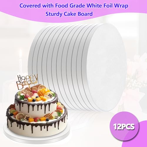 8 Inch Cakeboard 12 Pack, 1/2 Inch Thick Round Cake Boards, Bend Resistant & Sturdy White Cake Cardboard for Presenting Heavy/Tall Tiered Cakes, Base Para Pastel - size: 8 inch