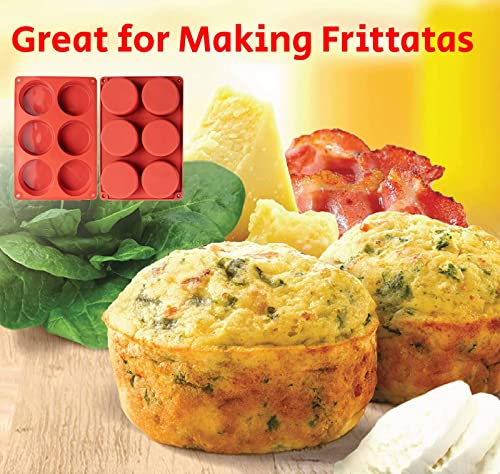 Silicone Egg Molds Frittata Pan, 3 Inch Deep Starbuc Egg Bites Molds Dash Silicone Cups Sous Vide Mold Round Rolls Tray for Breakfast Sandwiches Omelets Dinner Rolls Baking - color: Maroon, size: Round-3pcs