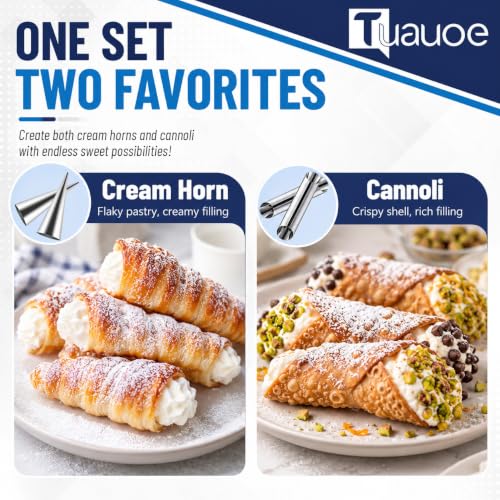 Cannoli Tubes Molds, 23pcs Cone Shaped and 20pcs Tubular Shaped - size: 60pcs-5inch