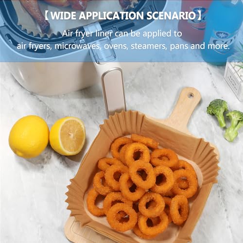 Thick Air Fryer Paper Liners Disposable Parchment Paper Non-Stick 100PCS Fit 3-5QT Air Fryer Liners Air Roasting Microwave Basket Oil-proof Resistant Baking Parchment Paper(Square, 6.5inch) - color: Paper-Square, size: 6.5inch-100PCS