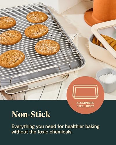 Caraway 11-Piece Non-Stick Ceramic Bakeware Set - color: Cream, size: 11 Pieces