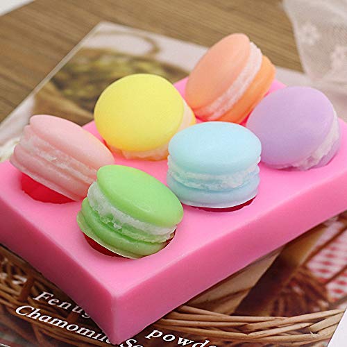 MoldFun 6-Cavity 3D Macaron Hamburger Silicone Mold for Fondant, Cake/Cupcake Decorating, Baking, Gum Paste, Chocolate, Candy, Mini Soap, Bath Bomb
