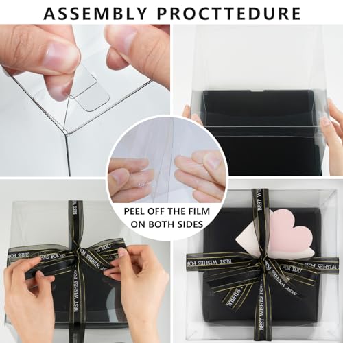 10x10x12 Inch Clear Cake Box 8Pcs - Tall Transport Container, Carrier, Treat Box, Gift Box, Display Case - Black - color: Black
