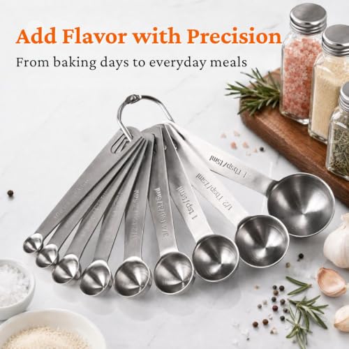 35PCS Stainless Steel Measuring Cups and Spoons Set, 7 Nesting Measuring Cups, Round & Rectangular Spoons with Clear Engraved Markings, 2-Pack Mini Spoon Sets with Leveler for Precise Cooking & Baking - size: Set of 35