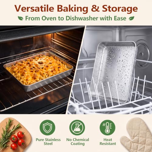 E-far Stainless Steel Baking Pan with Lid, 12.4/10.4/9.4 Inch for Cake - size: 12.5"/10.5"/9.4"