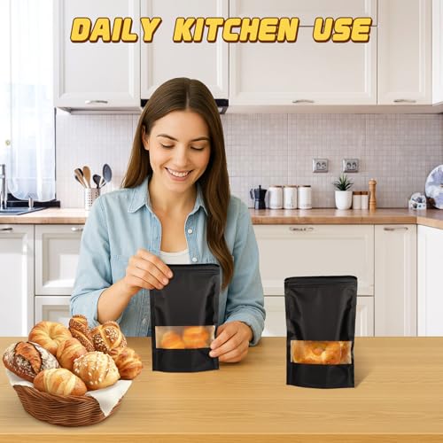JETMORE 50 Pack Resealable Treat Bags, Cookie Bags with Seal, 5.5x7.9in - color: Black, size: 5.5x7.9in (14x20cm)